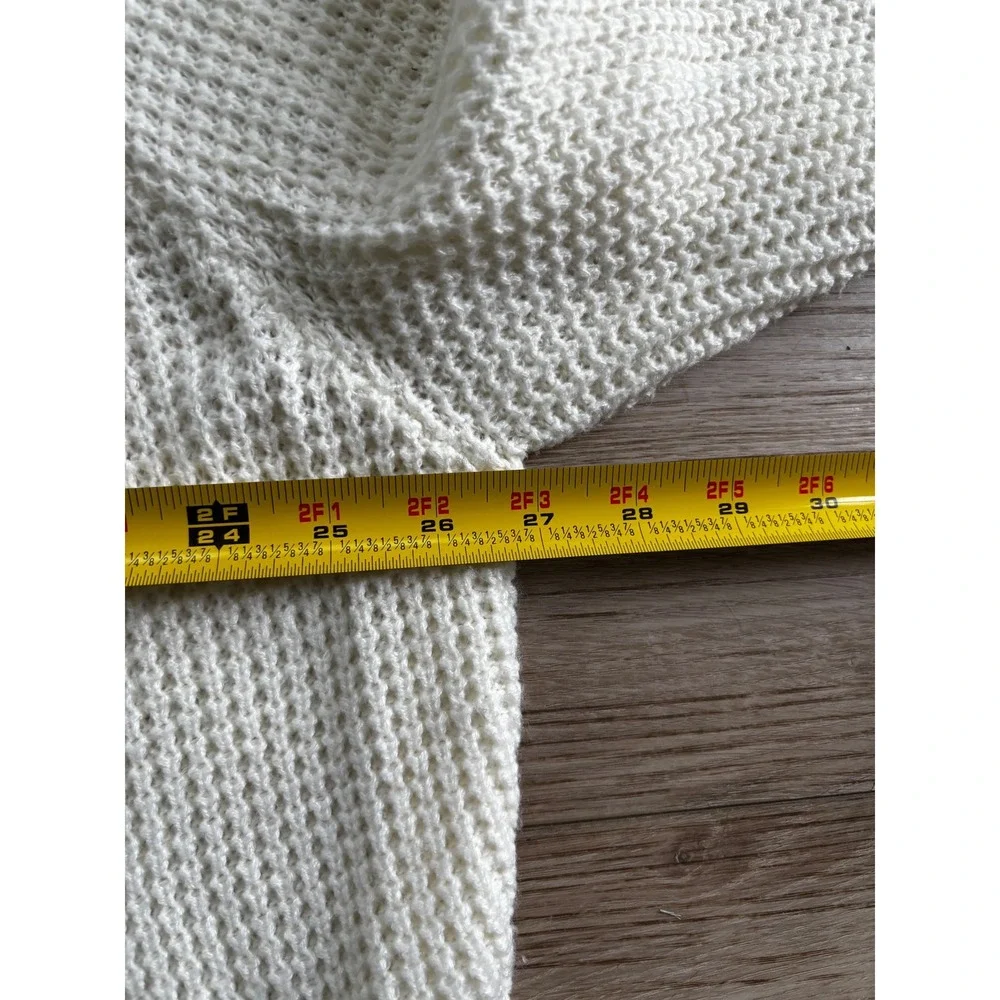 Kate & Sam Ivory Waffle Knit Wrap Front Button Turtleneck Sweater XXL Womens